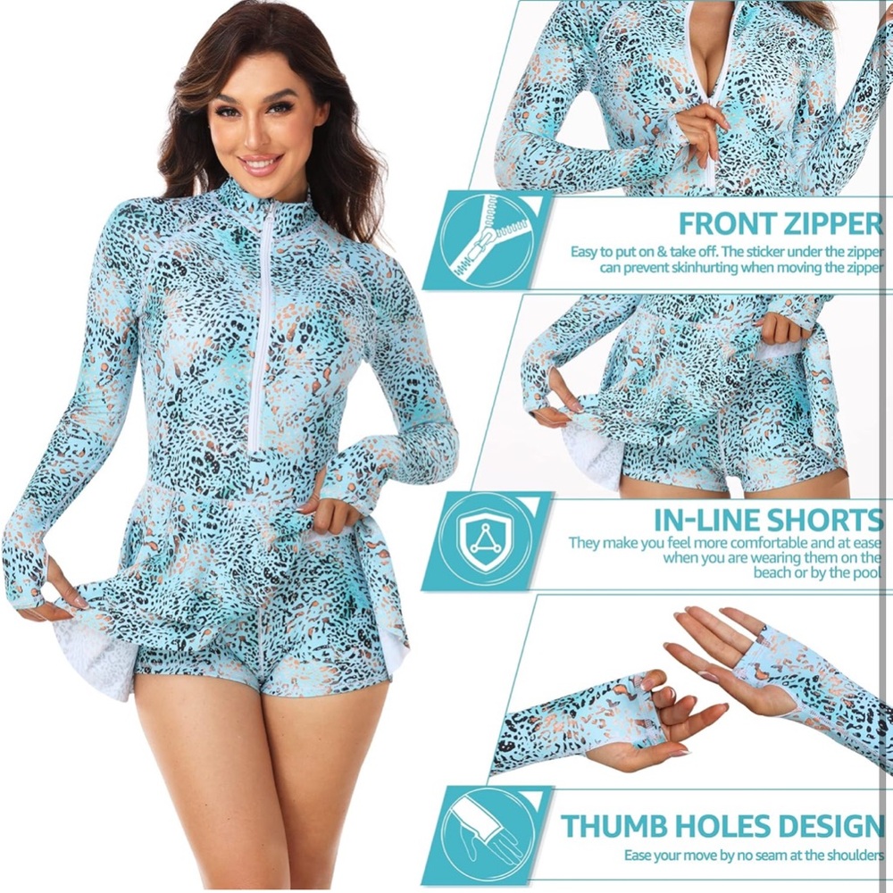 Long Sleeve Swimsuits UV UPF 50+ Swim - Picture 3 of 9